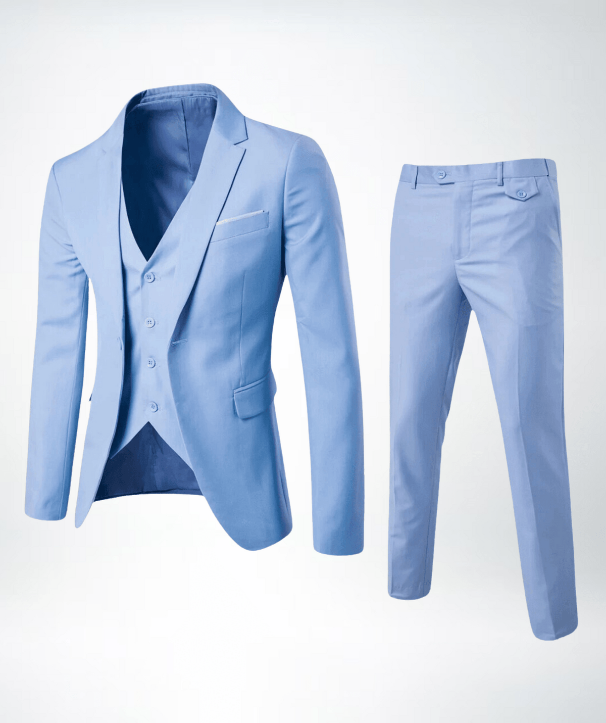 Eric Costume Trois Pièces Bleu Marine Classique Pour Homme Avec Blazer Gilet Pantalon