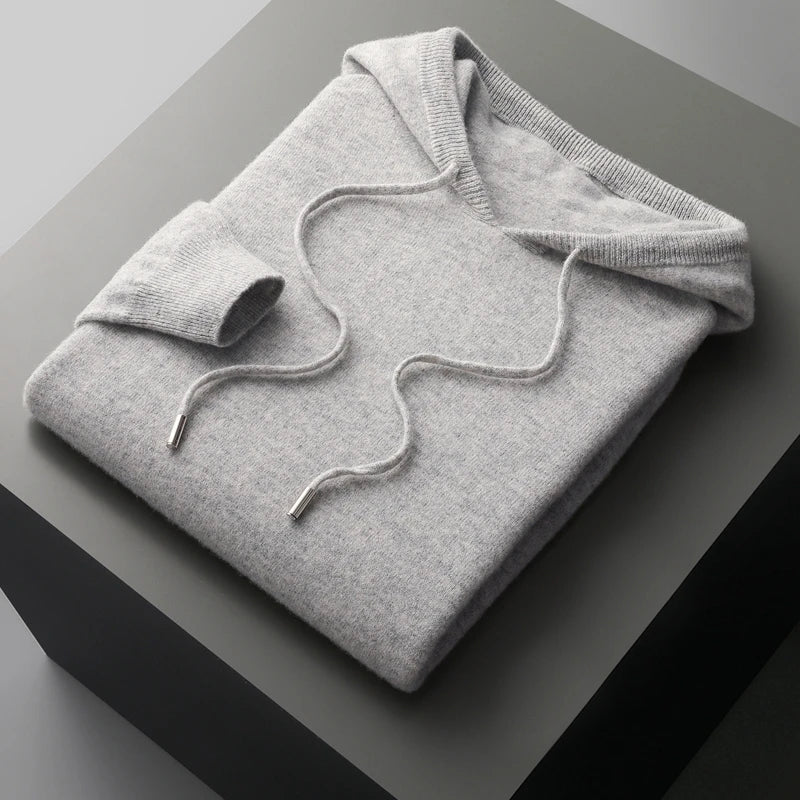 Hoodie En Laine Mérinos Pour Homme Avec Cordon De Serrage Régulation Thermique Et Chaleur D'Hiver