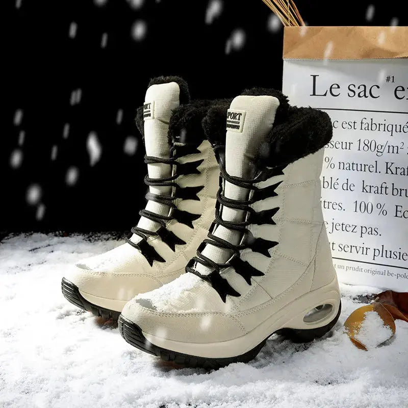 Bottes De Neige Mi Mollet Étanches Pour Femmes Avec Doublure Isolante Et Semelle Antidérapante