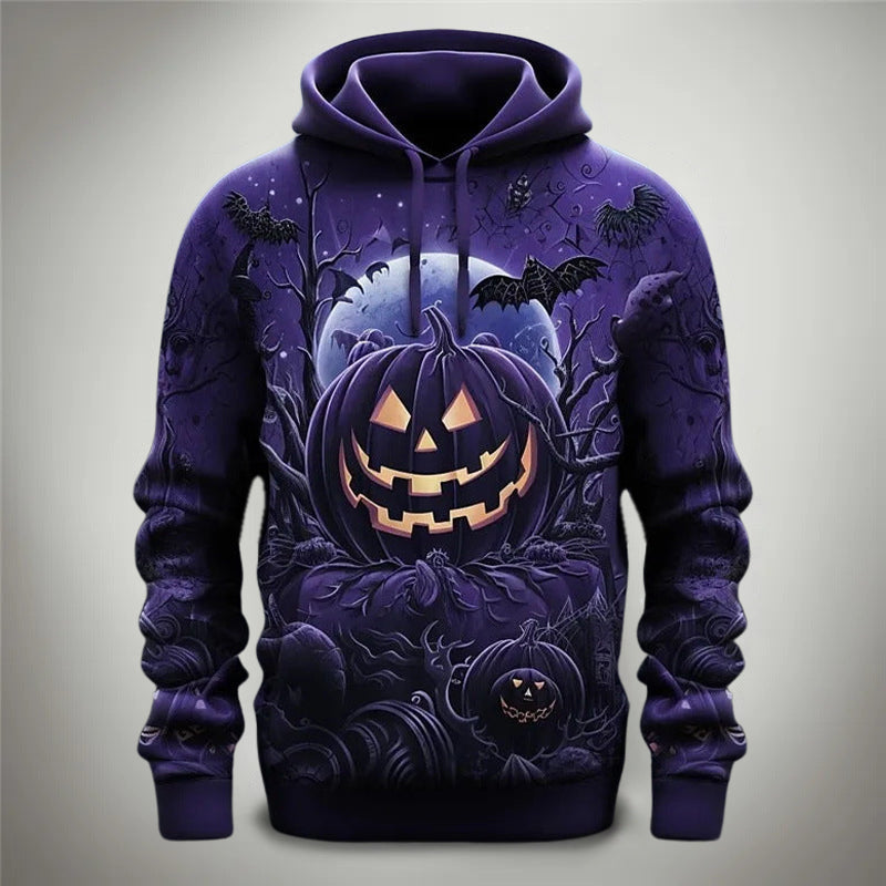 Amawinc Hoodie Citrouille Halloween Luke Avec Motifs En Relief Citrouilles En Mélange Coton Douillet Pour Automne Hiver