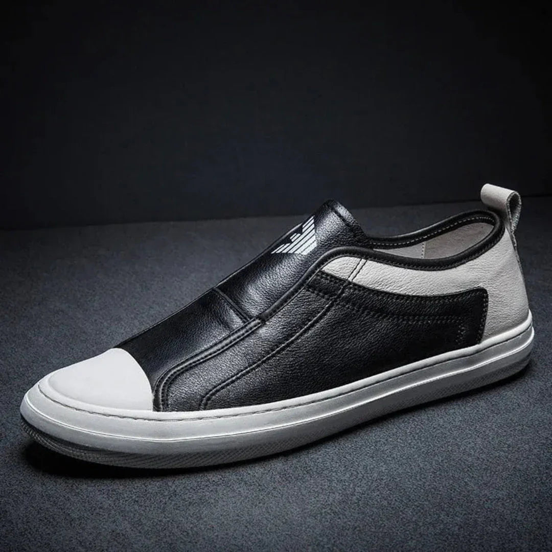 Mikee Baskets Slip On En Cuir Pour Homme Avec Semelle Intérieure Rembourrée Et Semelle En Caoutchouc Durable