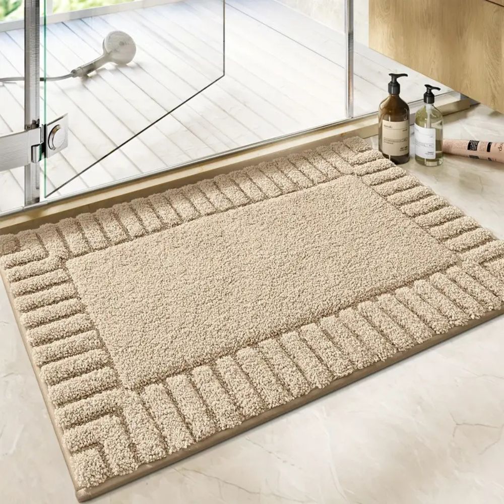 Tapis De Bain Minimaliste En Coton Avec Antidérapant Pour Salle De Bain Doux Et Confortable