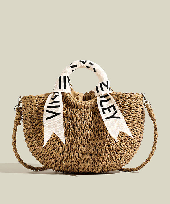 Sac fourre-tout moderne en paille tissée solide et durable kaki - Amawinc