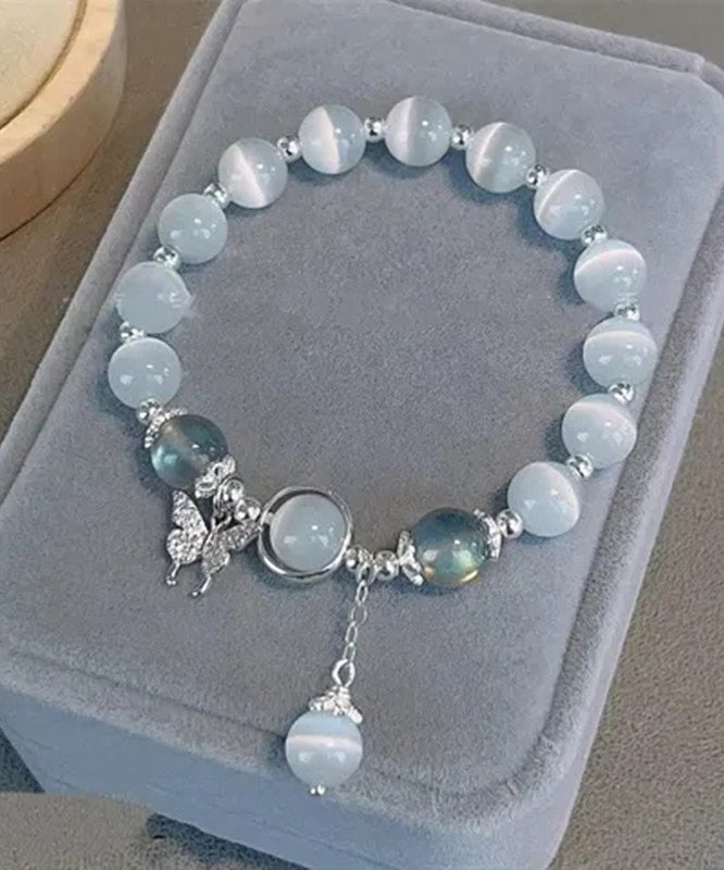 Bracelet à breloques moderne en alliage de soie et zircon, papillon, œil de chat - Amawinc
