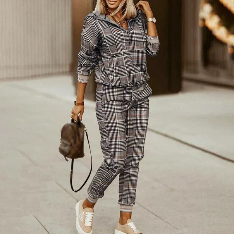 Nicole Ensemble Survêtement Zip Décontracté Pour Femmes Avec Imprimé Animalier Idéal Pour Streetwear et Voyage