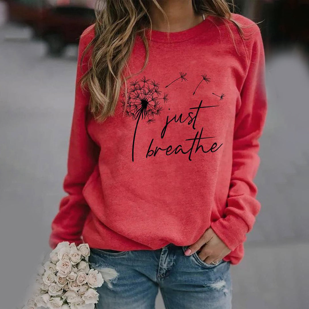 Sweat Femme Décontracté Col Rond Mélange Coton Imprimé Graphique Confort Quotidien