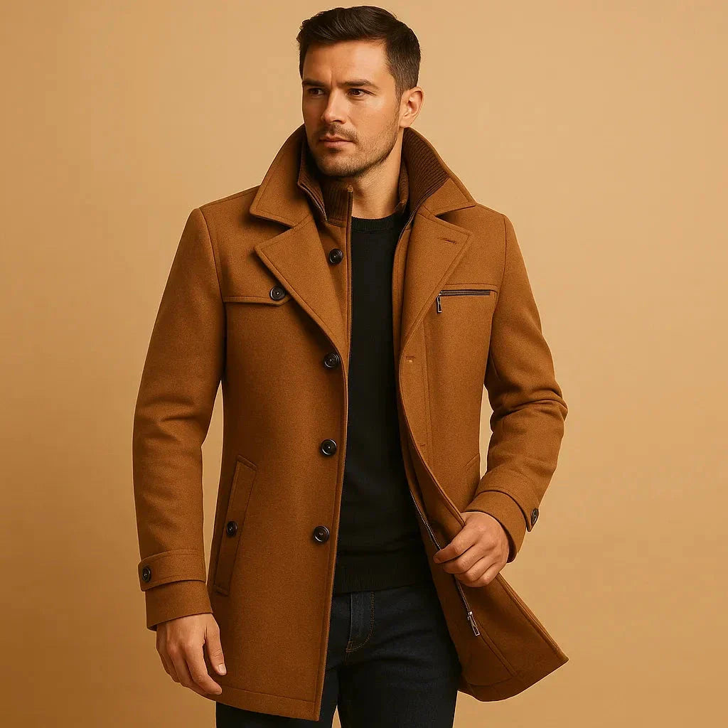 Manteau Hiver En Laine Classique Amawinc Pour Homme Coupe Ajustee Epaules Structurees