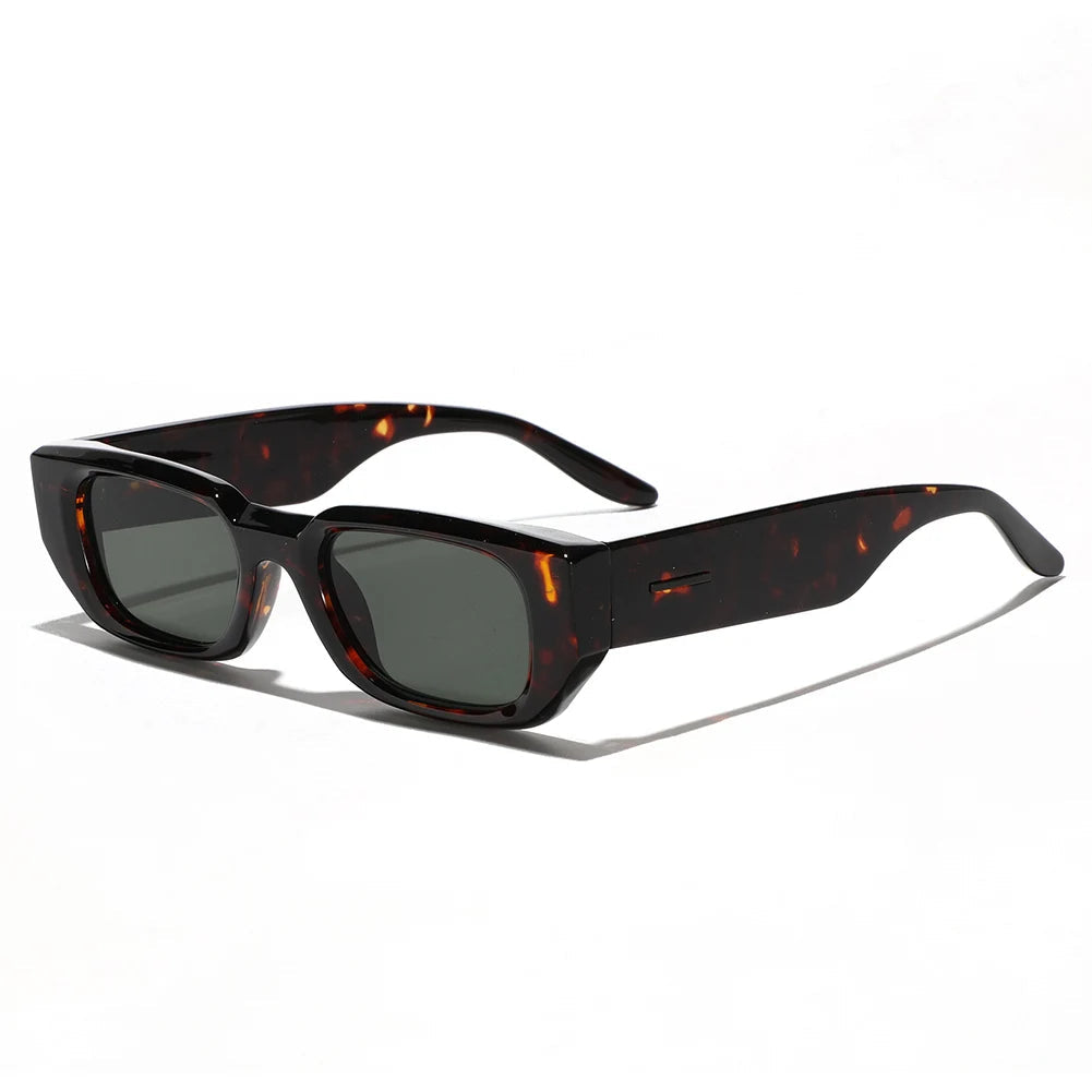Lunettes de Soleil Carrées Neo 93 Rétro en Acétate Epais UV400 Noir Vert Tortue