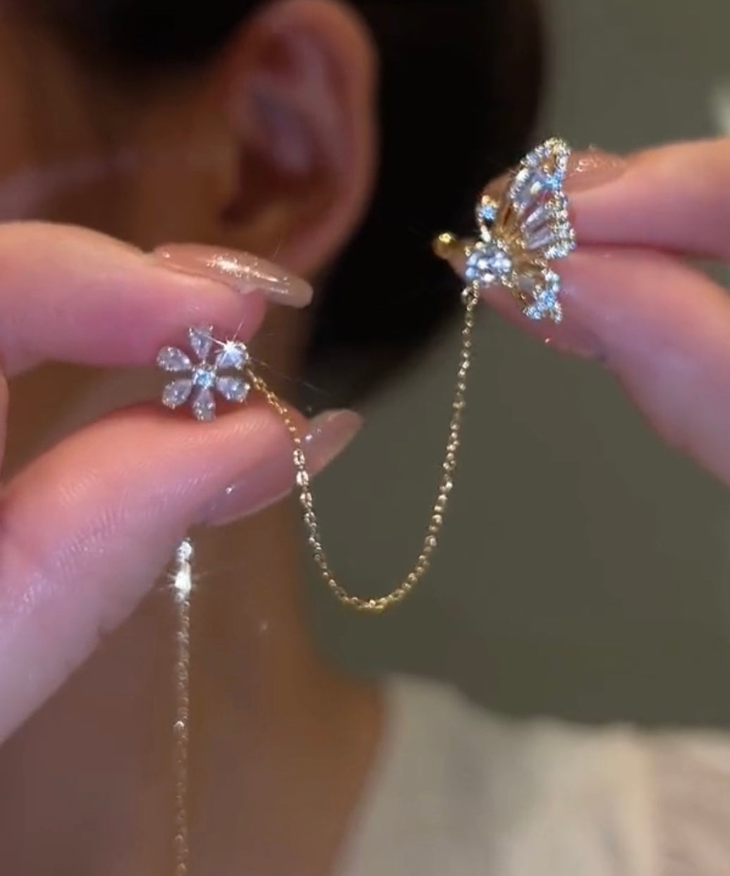Nouvelle arrivée de boucles d'oreilles à clip papillon en cristal brillant - Amawinc
