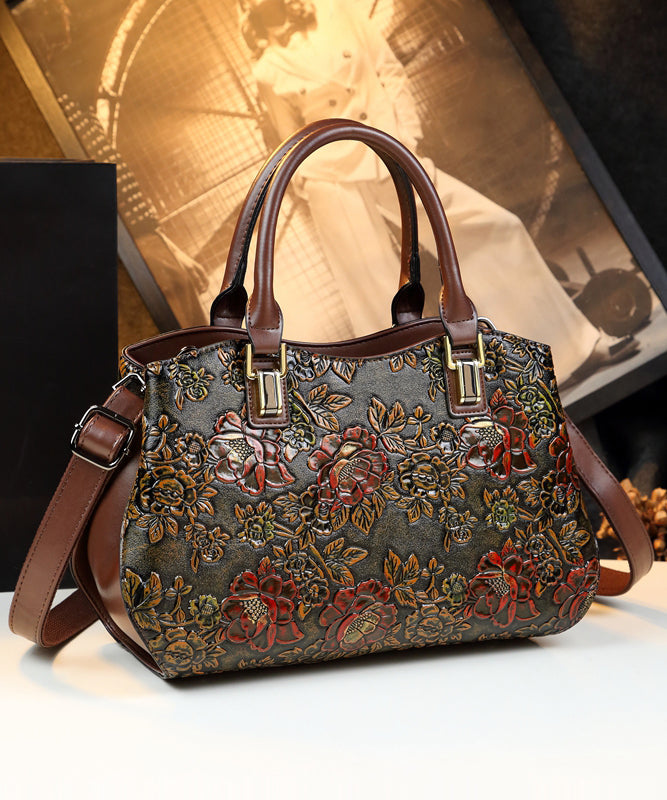 Nouveaux sacs à main rétro marron gaufrés solides et durables pour femmes - Amawinc
