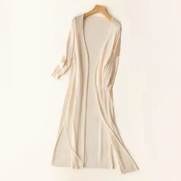 Cardigan Long Tricoté Léger Pour Femmes Silhouette Poncho Ouverte Décontractée Été à Automne