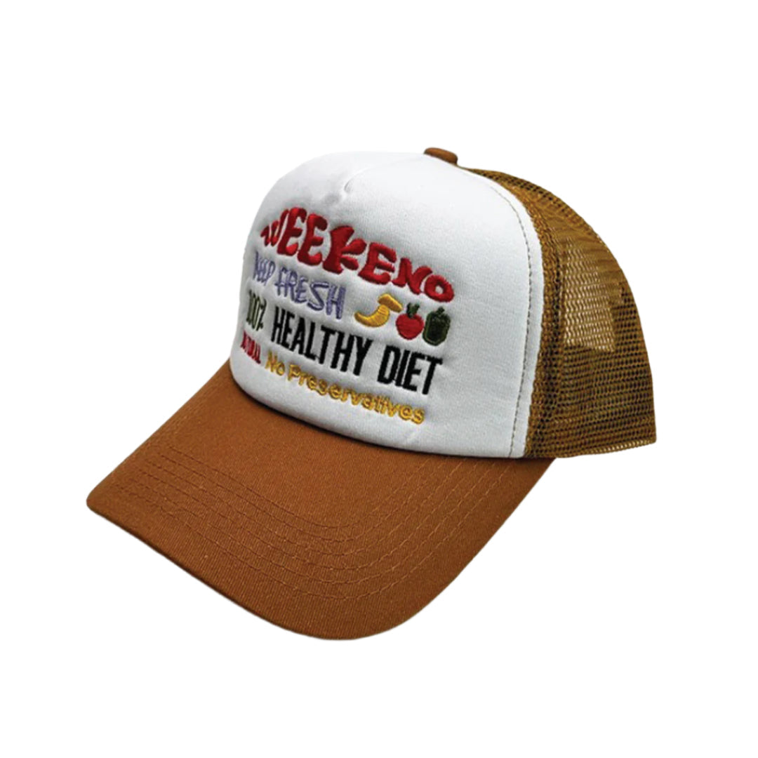 Casquette Trucker Respirante En Maille Premium Avec Design Colorblock Et Fruits Brodés