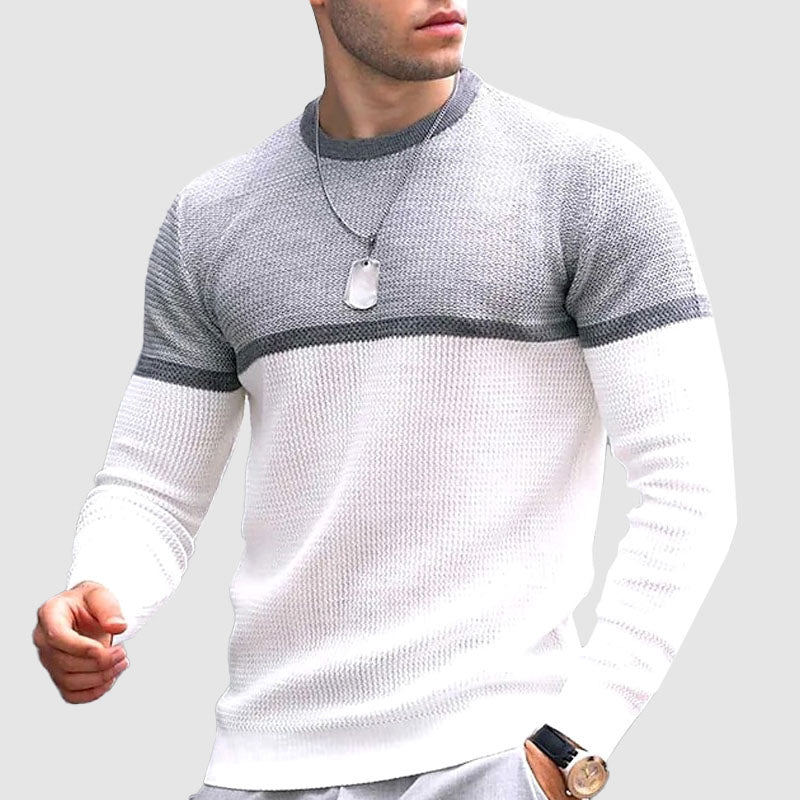 Pull Homme Slim Fit En Laine Premium À Color Block Maille Texturée Pour L Hiver Confortable