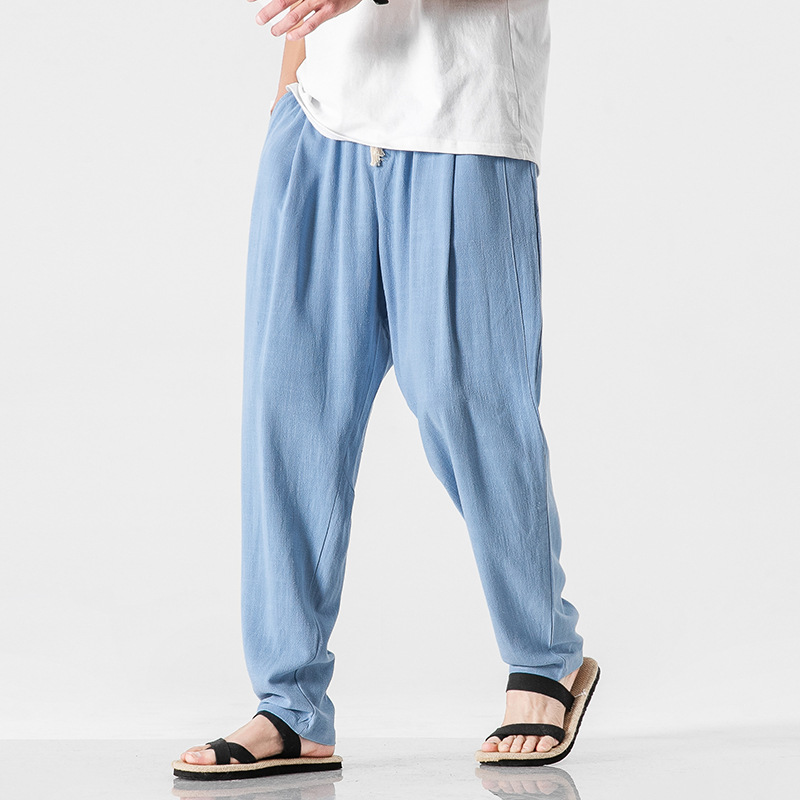 Nikolai Pantalon Décontracté En Lin Léger Avec Taille Élastique Cordon Ajustable