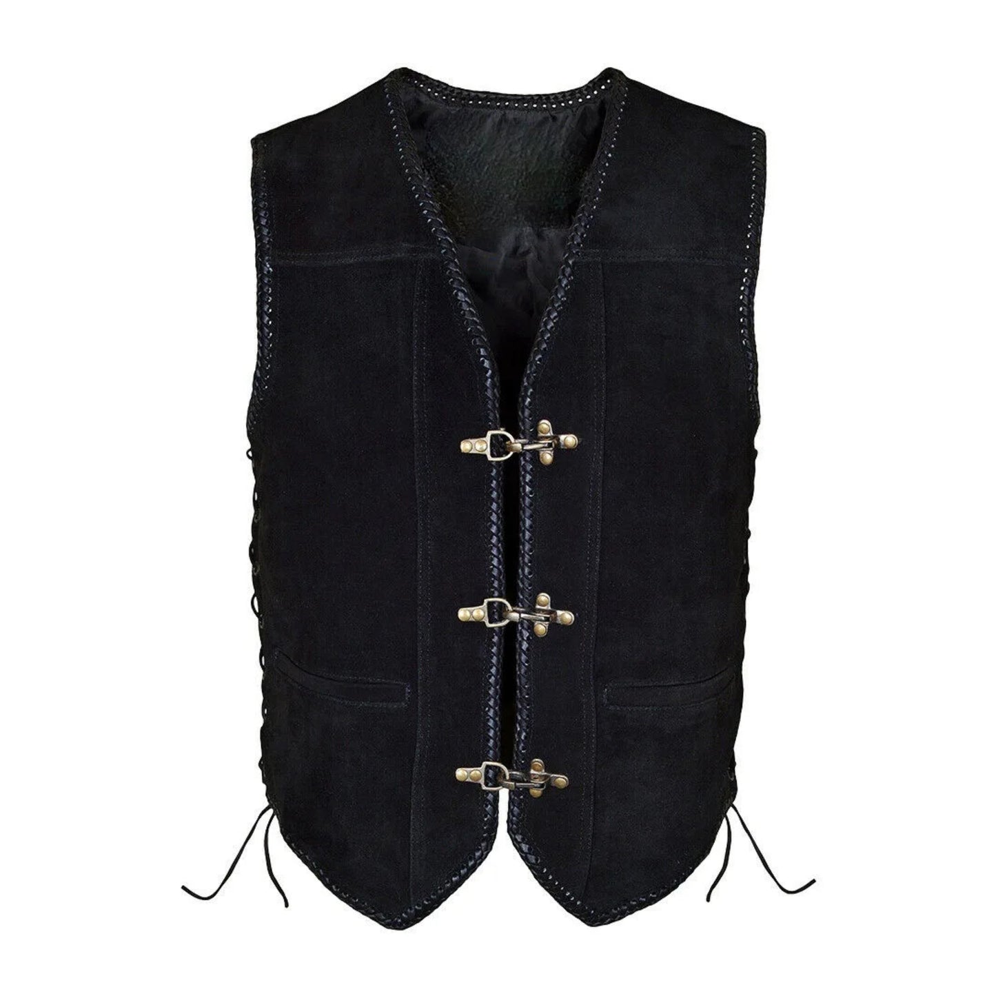 Gilet Meridius En Cuir Vegan Avec Tresses Et Boucles En Laiton Antique Coupe Structurée Et Lacets Latéraux Ajustables