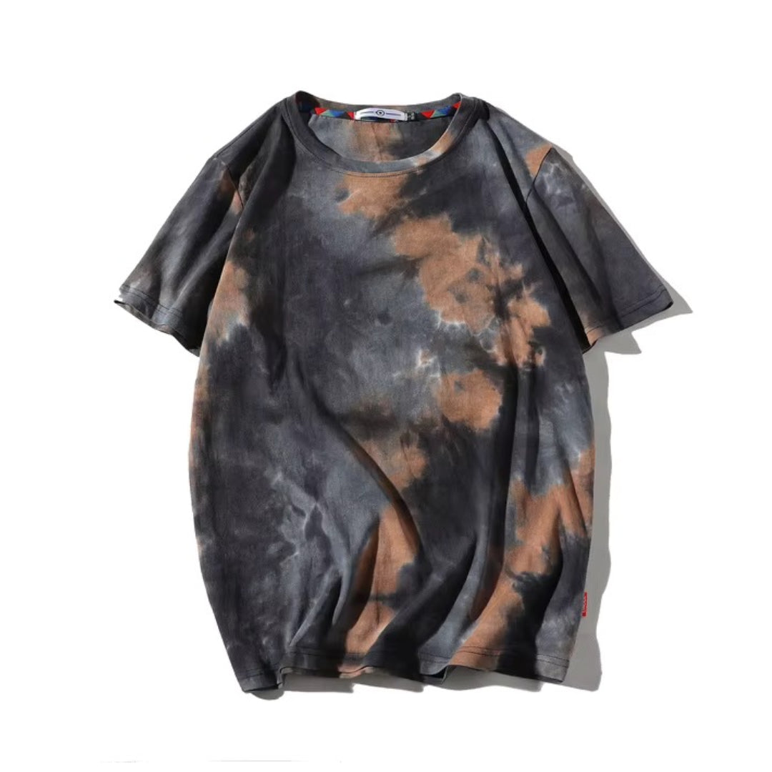 Artisanal Tie Dye T Shirt Vintage Coupe Décontractée En Coton Col Rond Dégradé Pour Style Rétro Moderne