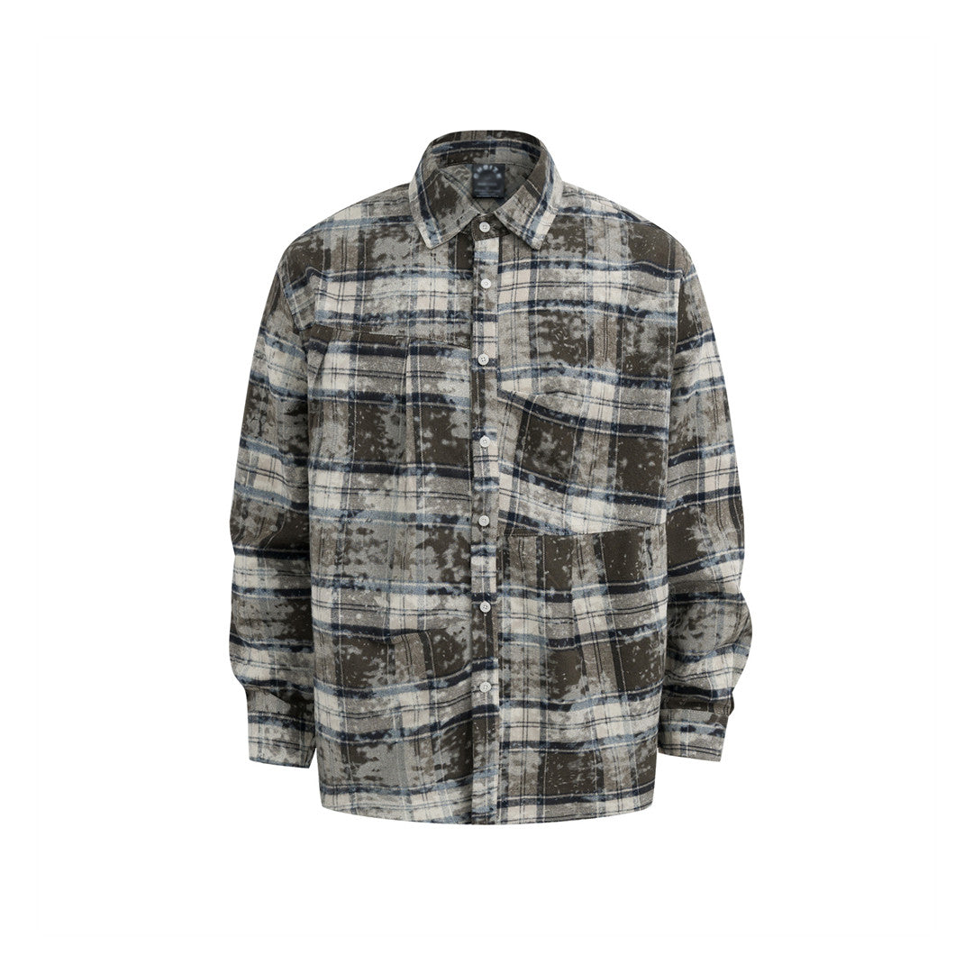 Chemise À Carreaux Yellowstone En Coton Avec Tie Dye Et Plis Élégants Pour Un Style Décontracté Et Polyvalent