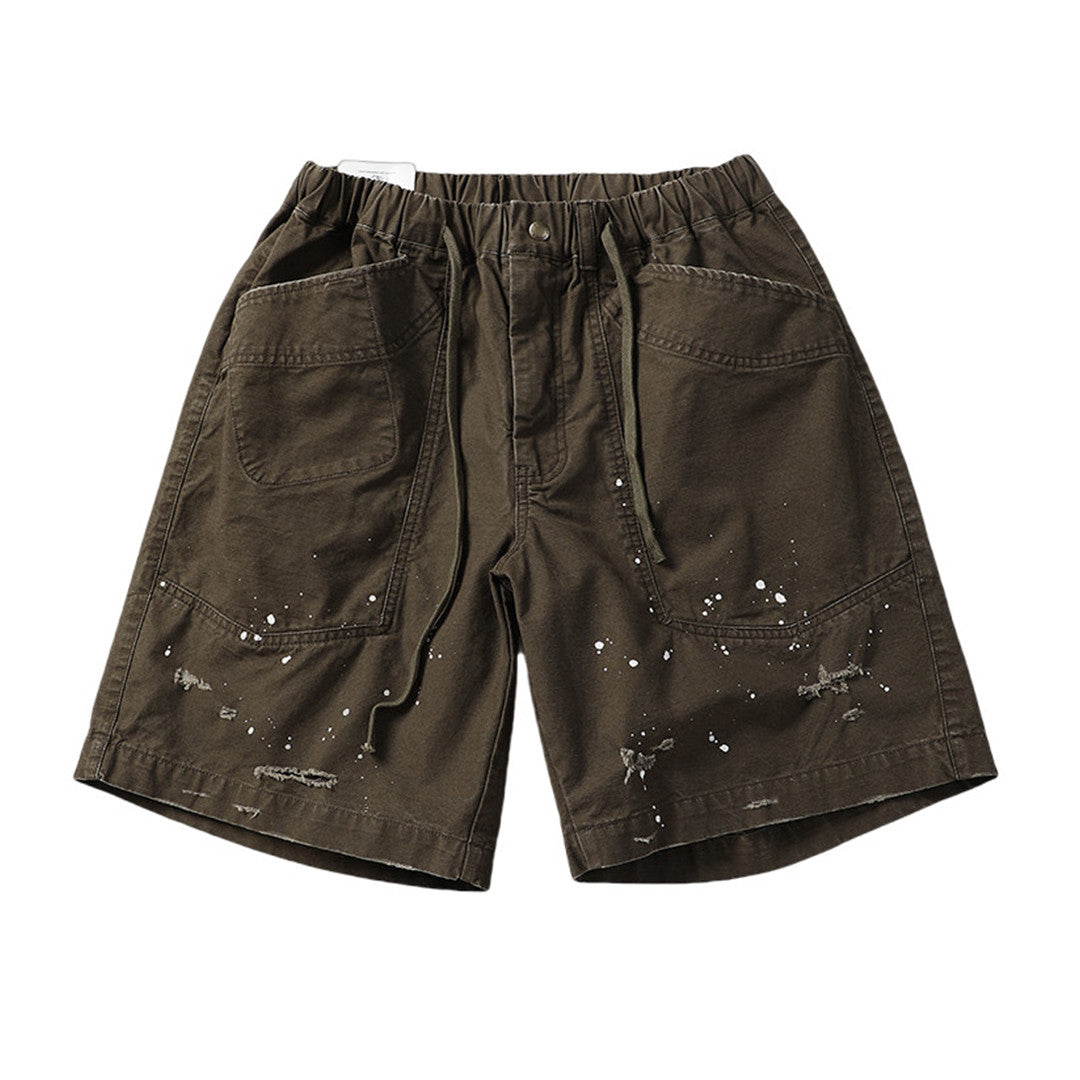 Shorts Cargo Splash Ink À Jambes Amples Avec Poches Fonctionnelles Et Taille Élastique Pour Été Urbain