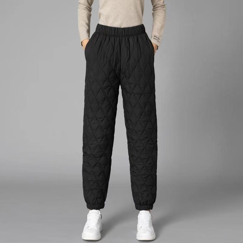 Nova Pantalon Matelassé Diamant Motif Avec Texture Léger Rembourré Ceinture Élastique Et Bords Côtes
