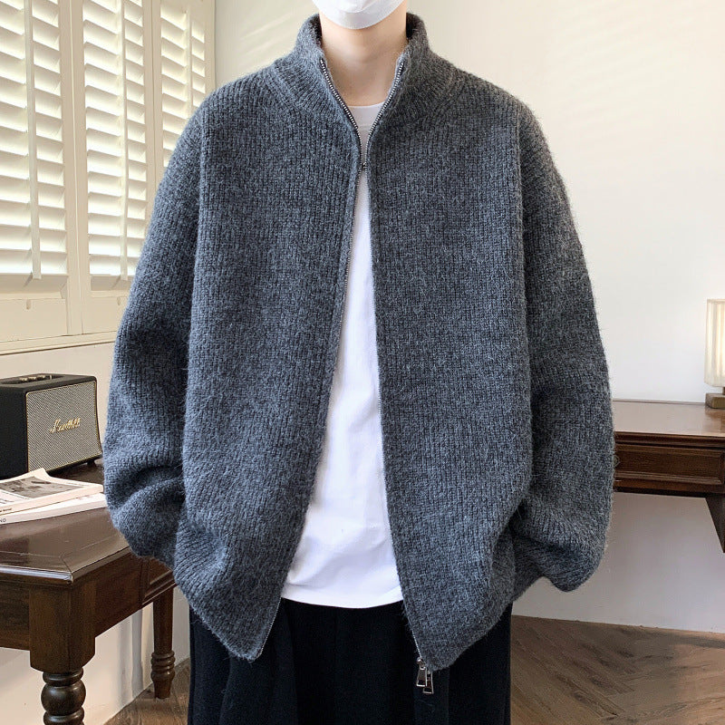 Damen Schicker und flauschiger Strickjacke mit hochgeschlossenem Reißverschluss Amawinc