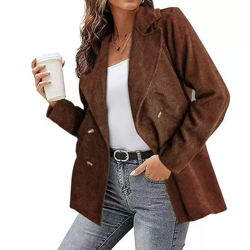 Damen Cordjacke im modernem Schnitt mit schickem Revers und zwei praktischen Taschen Amawinc