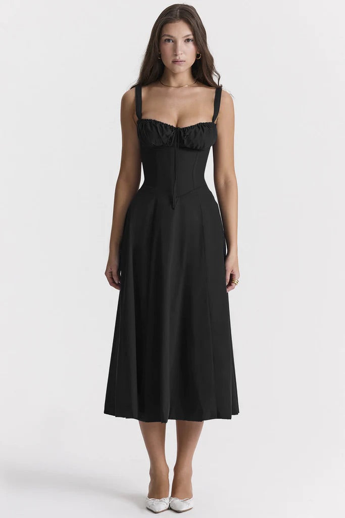 Damen-Midikleid im eleganten A-Linien-Korsett-Stil