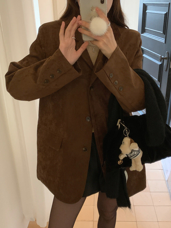 Damen Elegante und bequeme Wildlederjacke Amawinc