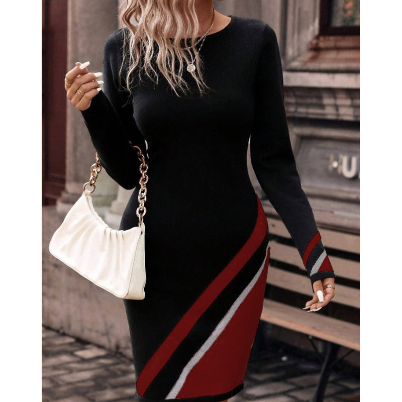 Damen Figurbetontes Strickkleid mit asymmetrischem Design Amawinc