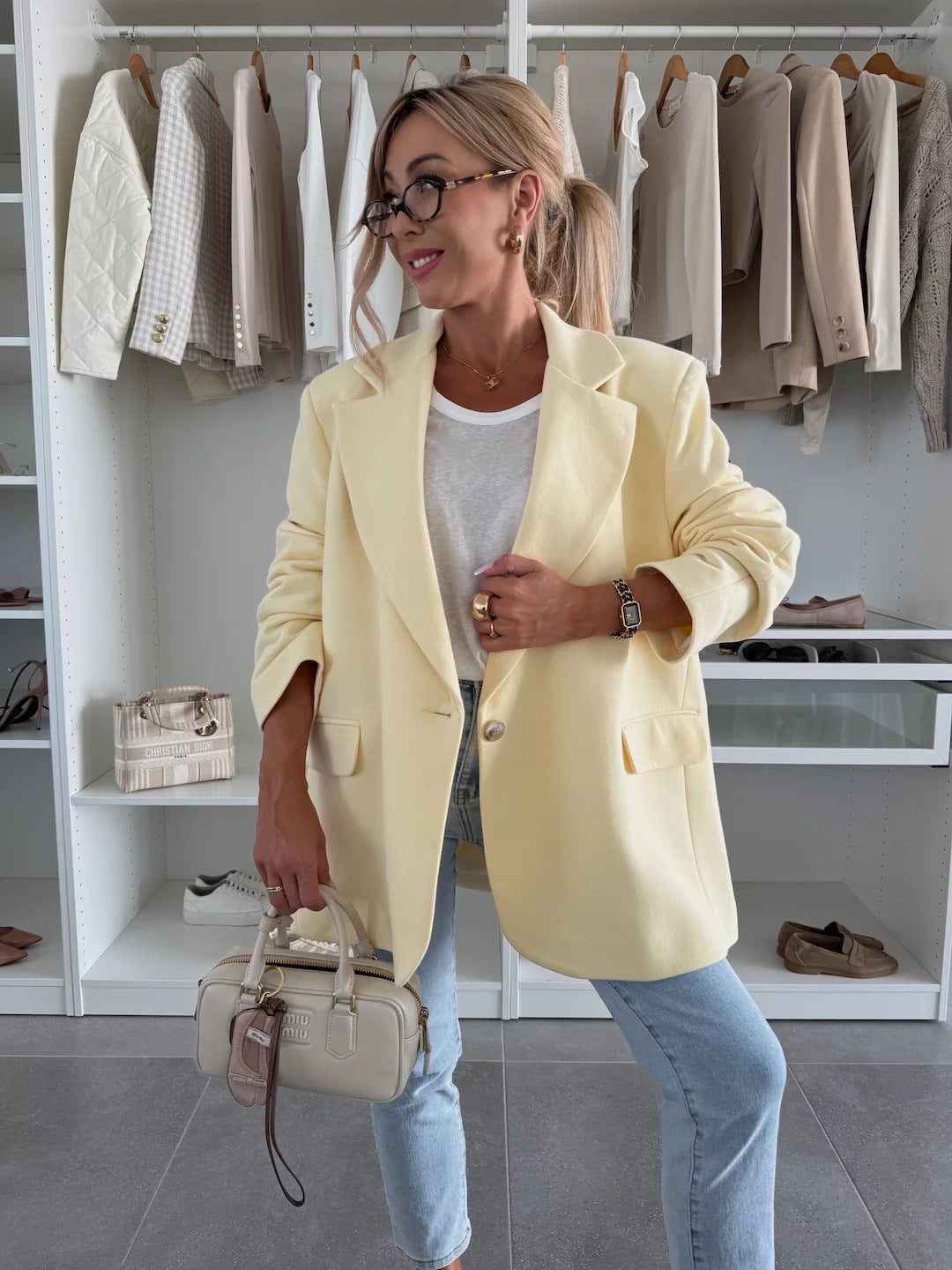 Damen lässiger Oversized Blazer Amawinc