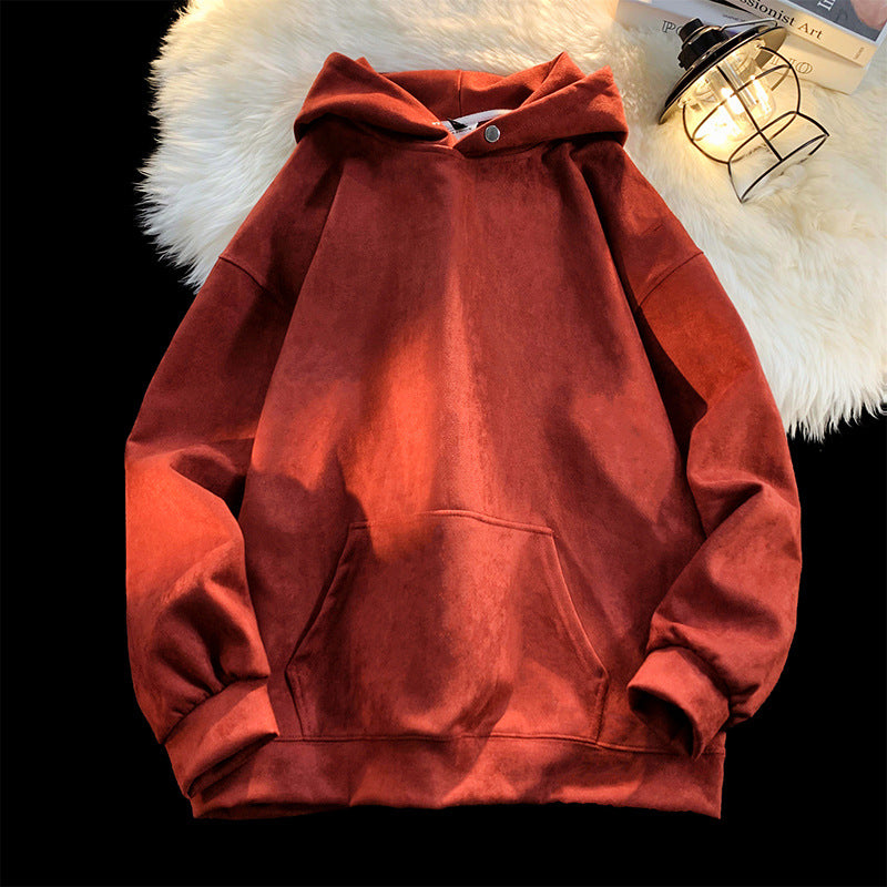 Damen gemütlicher Kapuzenpullover im modernen Velourslook Amawinc