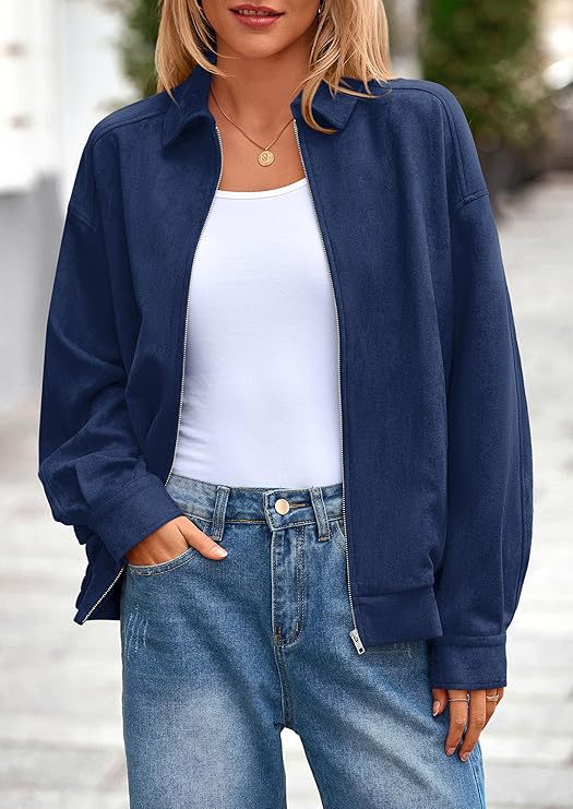 Damen lässige Übergangsjacke mit hohem Kragen und Reißverschluss Amawinc