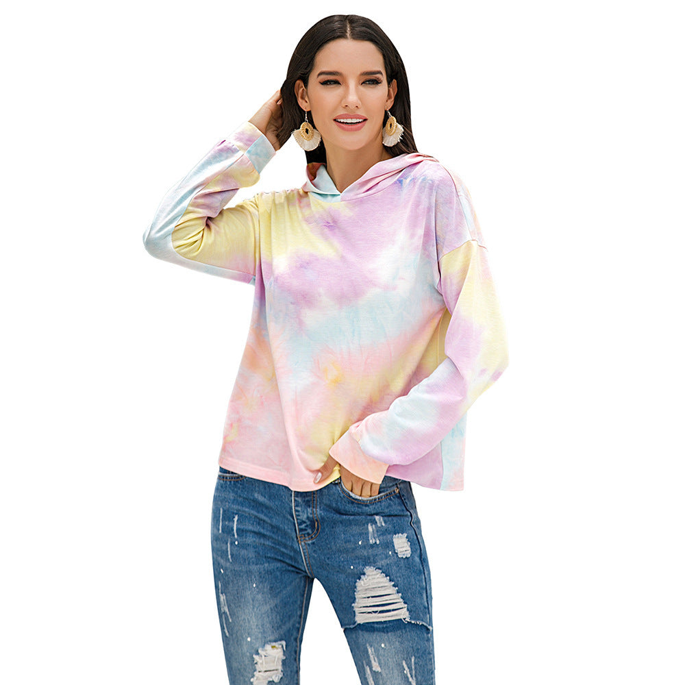 Damen lässiger Kapuzenpullover mit modernem Tie-Dye-Design Amawinc