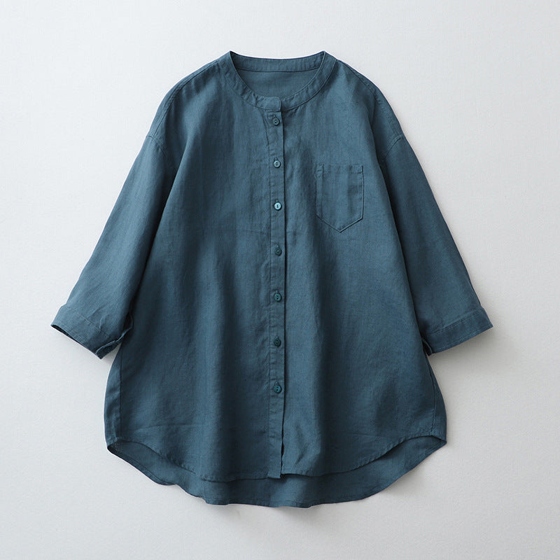 Chemise Femme Oversize Manches Trois Quarts Fibres Naturelles Design Minimaliste Nordisk Flair