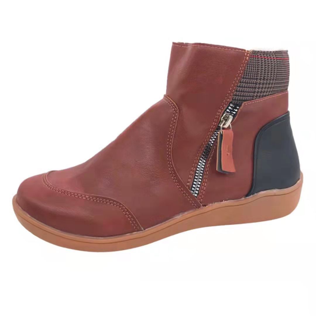 Damen Komfortable Stiefeletten mit modischem Reißverschluss und ergonomischer Sohle Amawinc