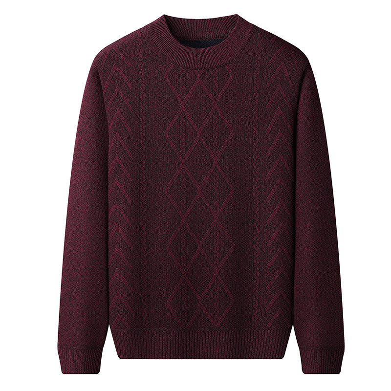Amawinc Pull Homme Regular Fit Col Côtelé Maille Torsadée Mélange Laine Douce Pour Usage Quotidien