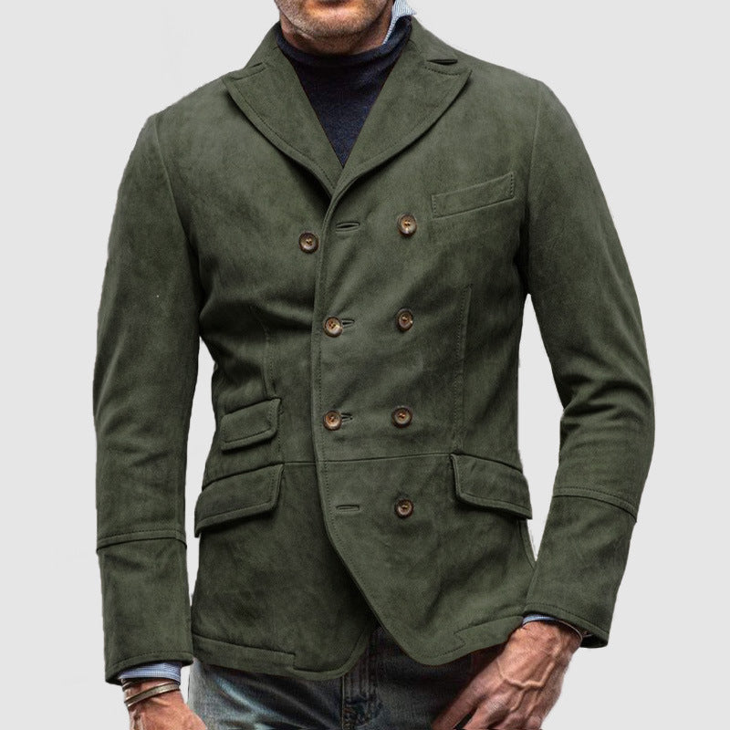 Veste Homme À Double Boutonnage Effet Daim Et Coupe Cintrée Avec Revers À Encoches