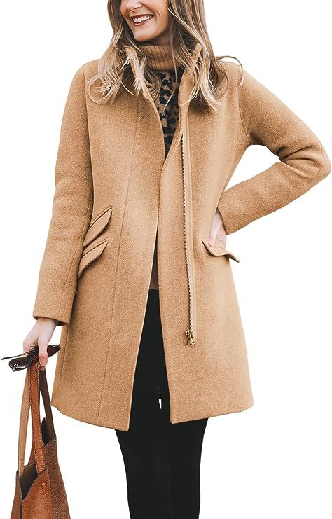 Damen modischer Wollmantel mit asymmetrischem Schnitt Amawinc