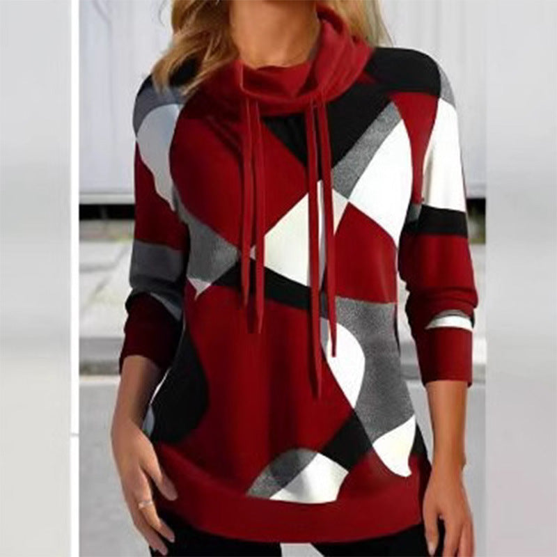 Damen Kapuzenpullover mit geometrischem Muster und hoher Passform Amawinc