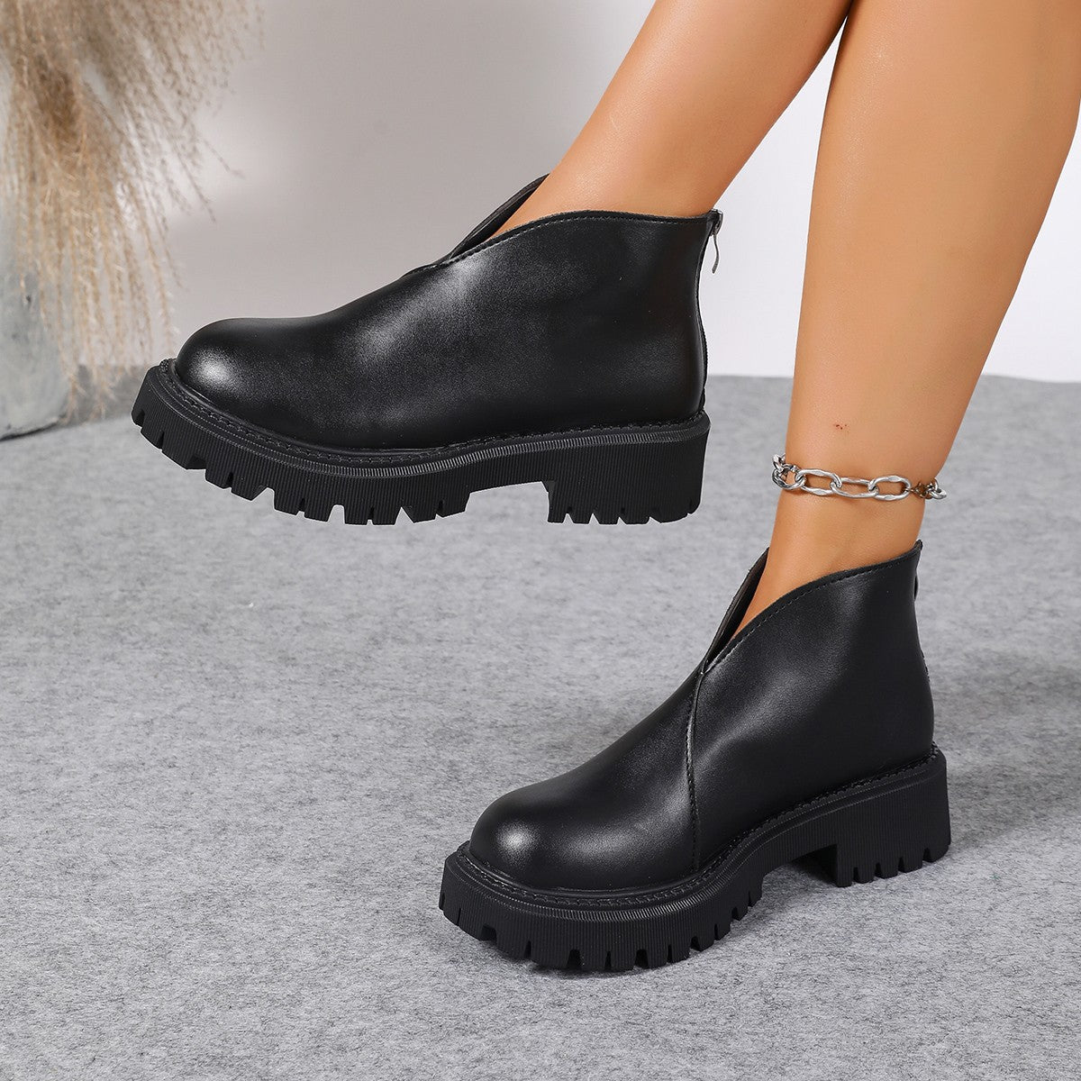 Damen Modische Chelsea-Boots mit trendigem Plateau und rutschfester Sohle Amawinc