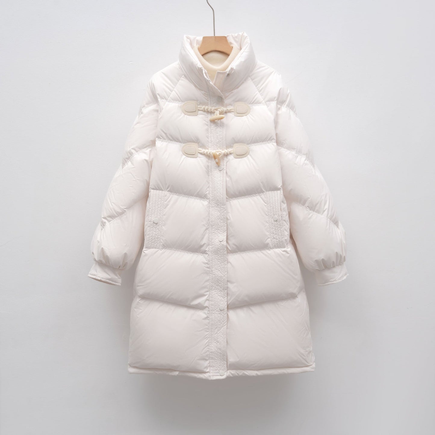 Damen modischer Langmantel mit eingearbeiteten Knöpfen und voluminösem Schnitt Amawinc