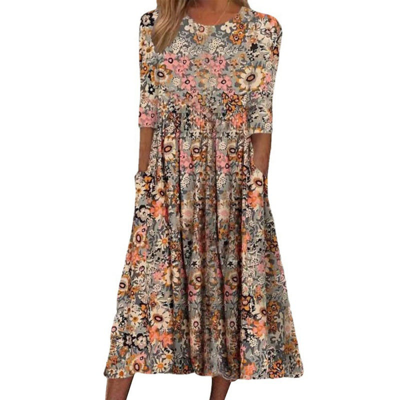 Fudus lässiges, lockeres Midikleid mit Taschen