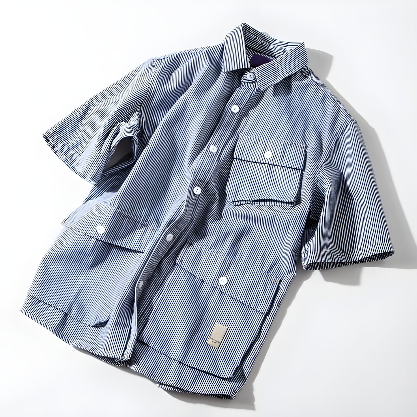 Chemise Cargo Oxford En Coton Épais Pour Le Travail Riku Avec Poches Patch Et Conception Décontractée
