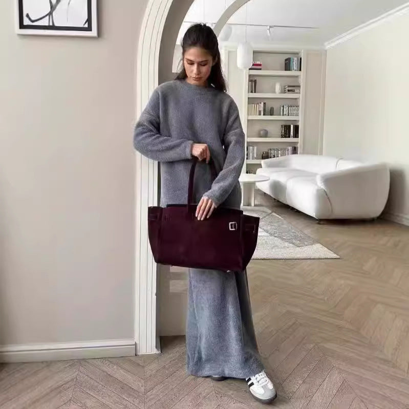 Damen Elegantes Maxikleid aus weichem Strick Amawinc