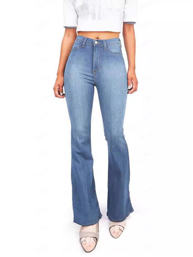 Damen Hoch taillierte Bootcut Jeans im eleganten zeitlosen Stil Amawinc