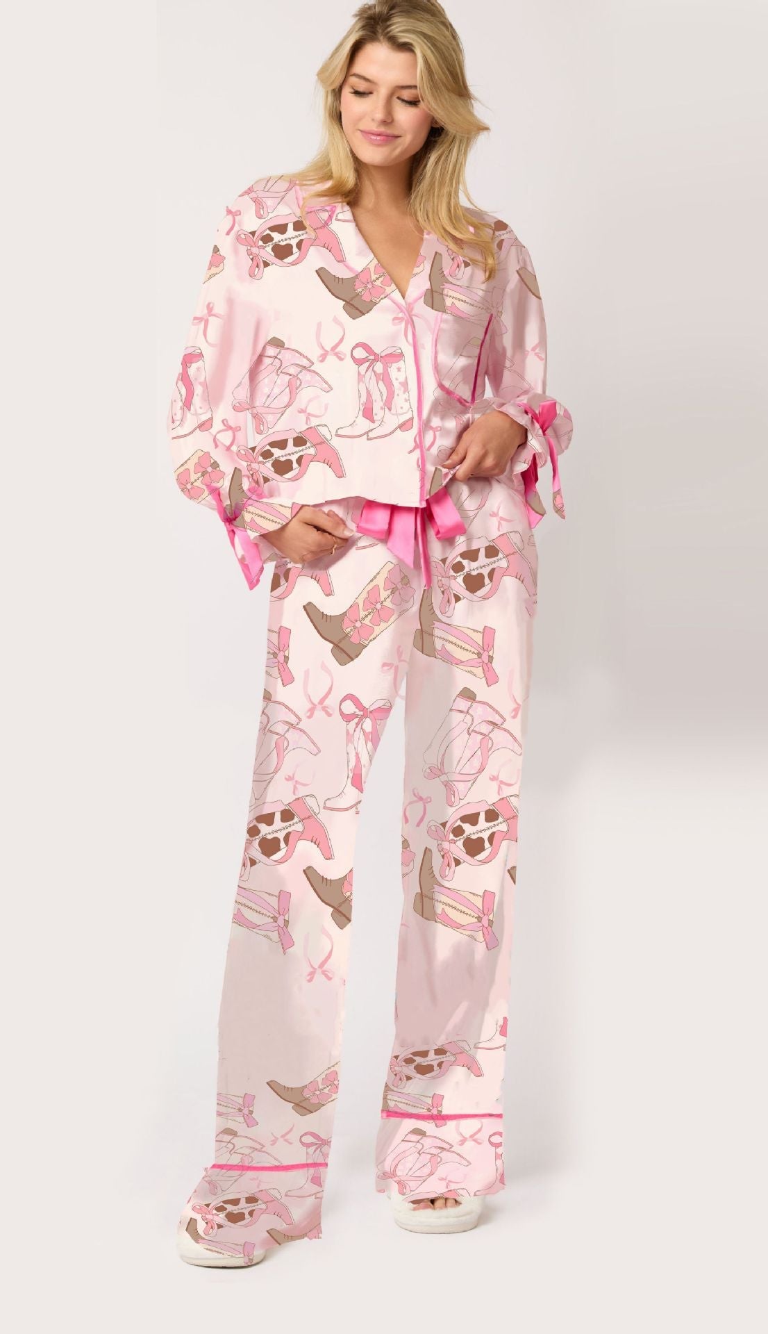 Damen Schlafanzug-Set mit niedlichen Schleifenmotiven Amawinc