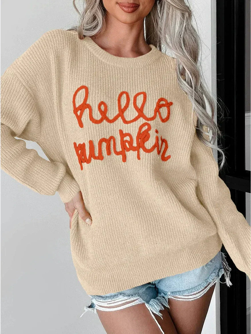 Pull Femme À Coupe Décontractée En Maille Mélangée De Laine Avec Texture Ribbée Et Détail Lettre