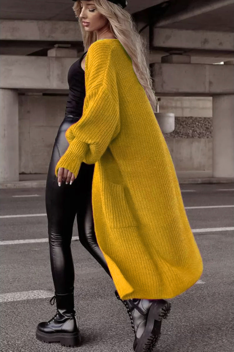 Damen Grobstrickmantel im lässigen Oversized-Stil mit tiefen Taschen Amawinc