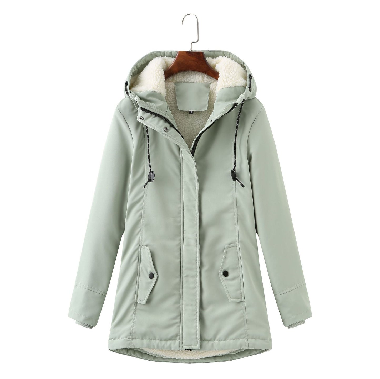 Damen warme Fleecegefütterte Parka-Jacke mit verstellbarem Taillenzug Amawinc