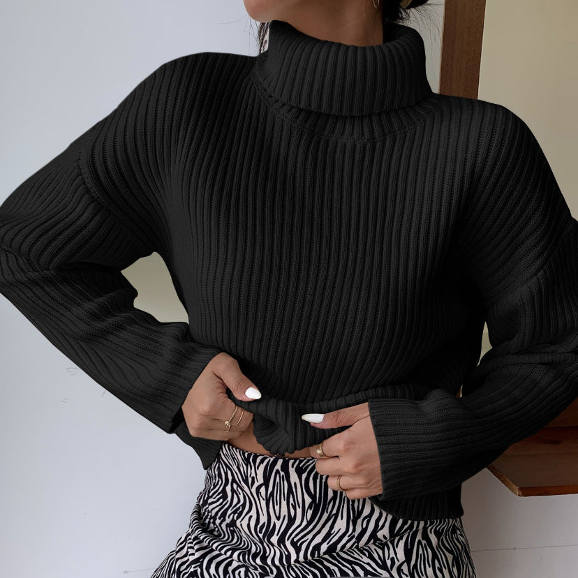 Damen Hochwertiger Rollkragenpullover mit strukturiertem Rippstrick Amawinc