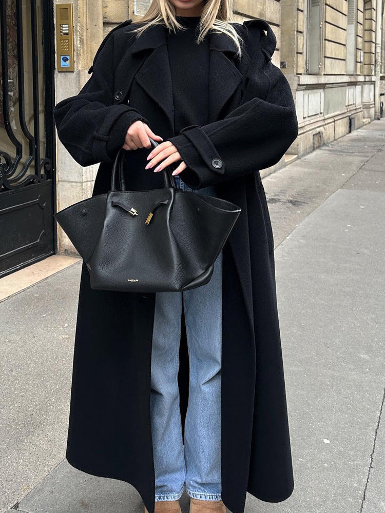 Damen Oversize Wintermantel mit elegantem Revers und praktischen Taschen Amawinc